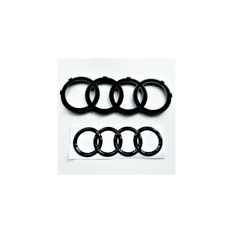Paktoo Audi 4 Ring Logo 273Mm Front Grill Rear Trunk Emblem Black