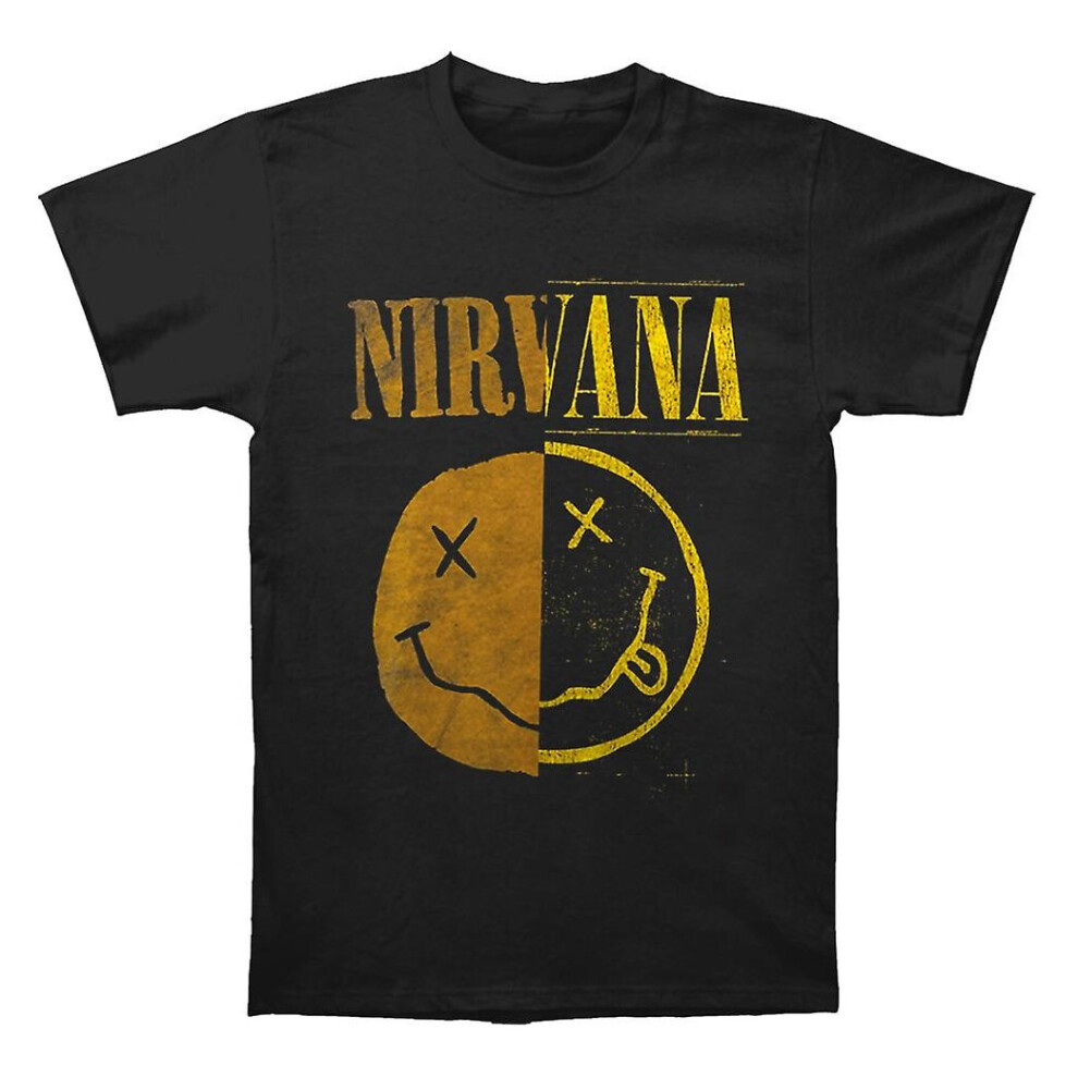 Sibeinuo (M) Nirvana Spliced Smiley T Shirt Black