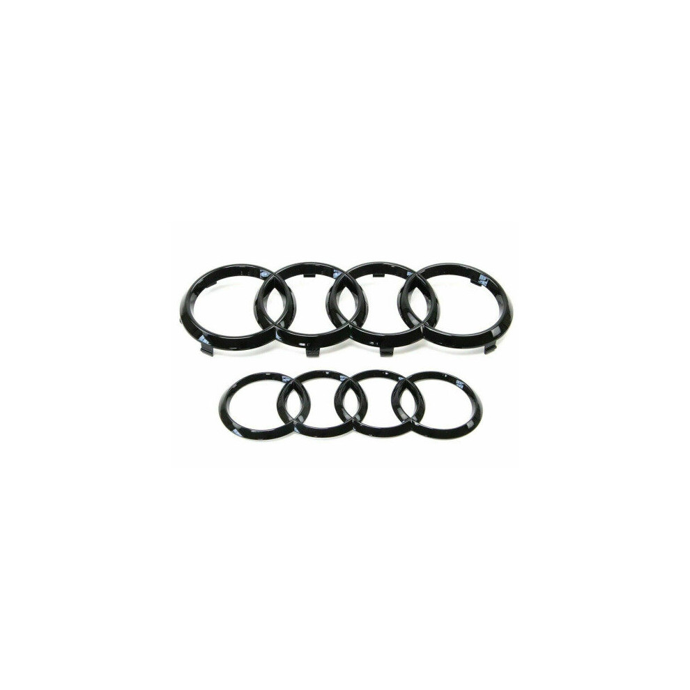 Audi Gloss Badge Rings Set Front Grille Rear Boot 202Mm 285Mm Q3 Q4 Q5 Q7 Black 5701510947360