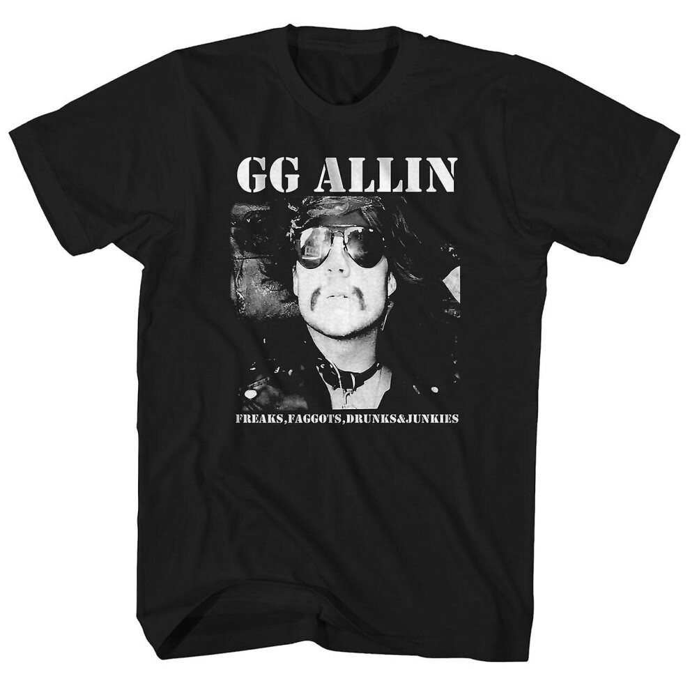 (S) Gg Allin T Shirt Freaks, Faggots, Drunks And Junkies Album Art Gg Allin Shirt