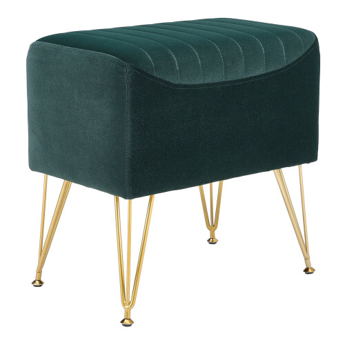 Living And Home Soft Channel Velvet Stool with Gold Legs 2