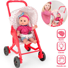 Baby Doll Stroller Pushchair Doll Playset with 13 Inch Realistic Doll Great Nurturing Role Play Set
