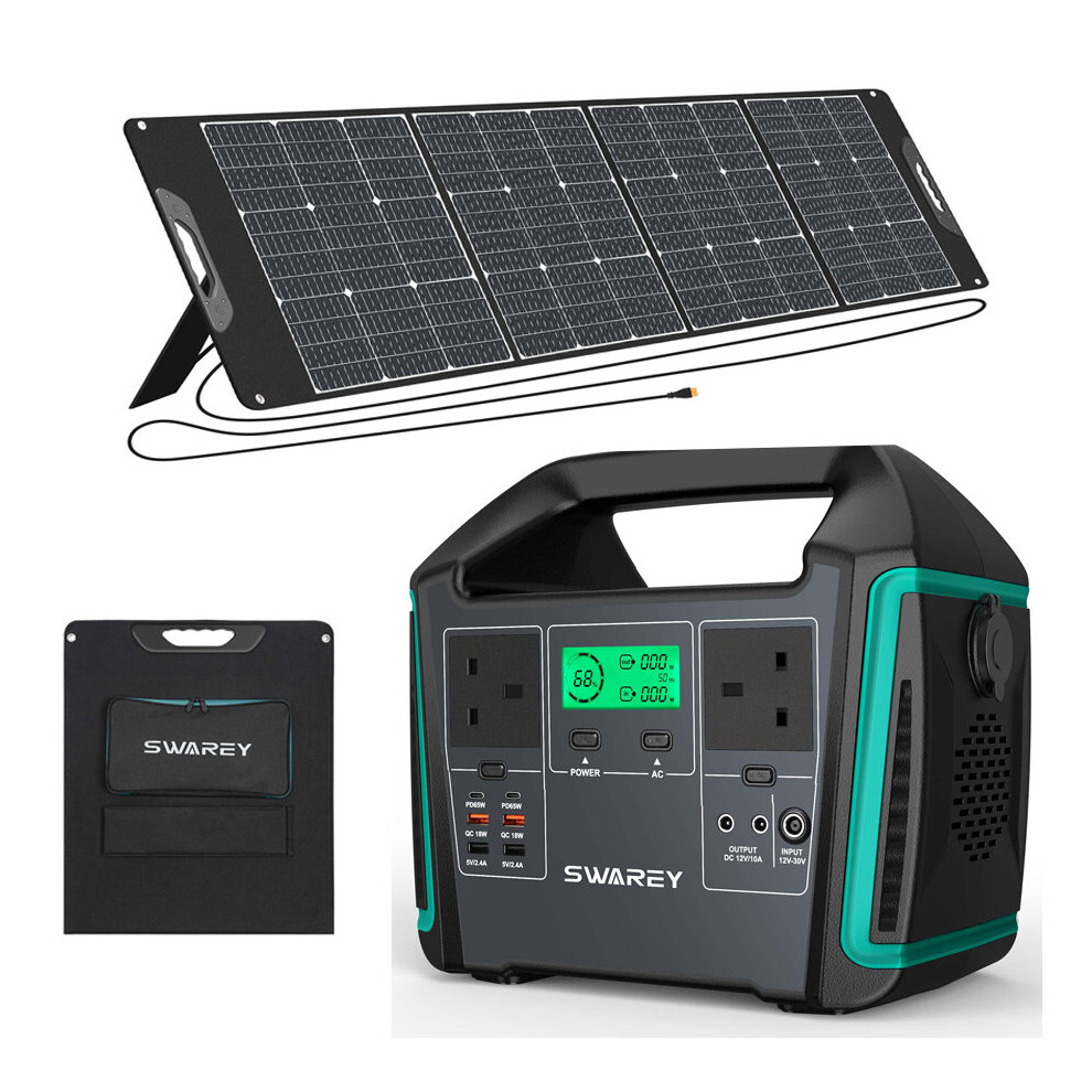 Swarey 1000W Portable Solar Generator Power Station With 200W Solar Panel