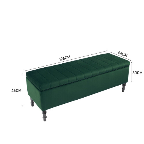 Living And Home Velvet Upholstered Storage Ottoman Modern Classic Entryway Bench 2