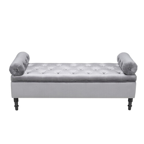 Living And Home Velvet Flip Top Storage Bench Footstool With Side Arms 2
