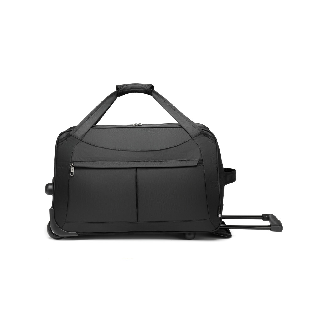 (Black) KONO FOLDABLE LARGE CAPACITY TROLLEY TRAVEL BAG