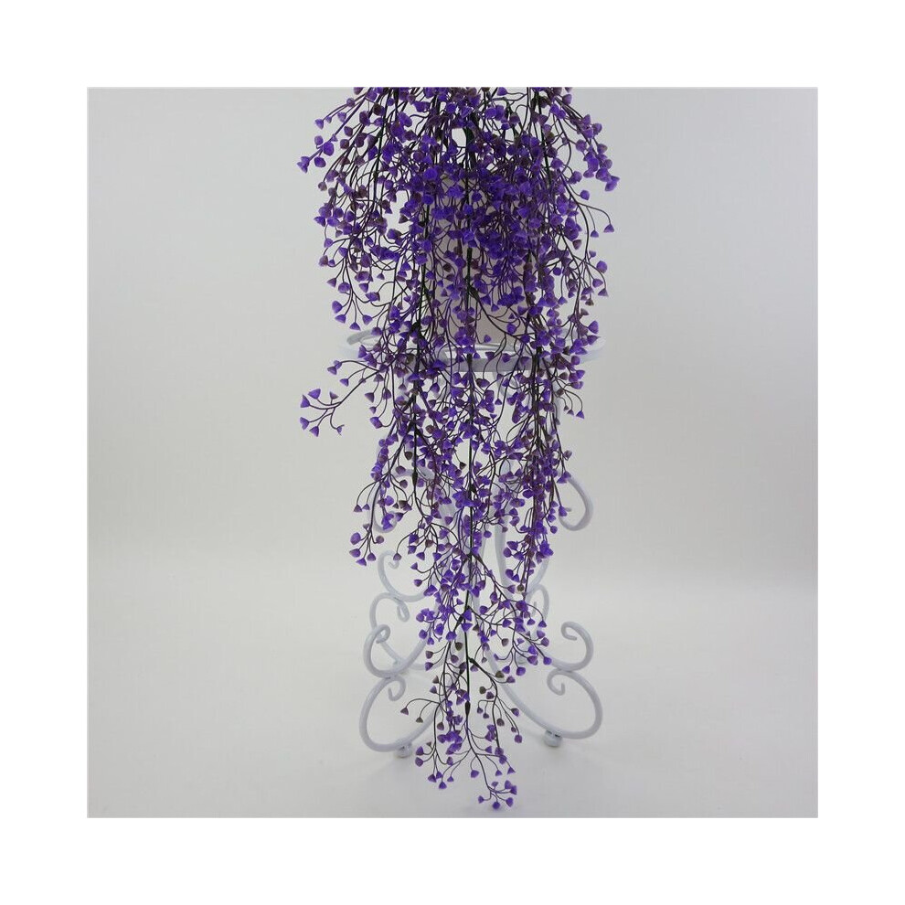(Purple) Fake Hanging Artificial Basket Flower Vine Plant Admiralty Wall Decor Outdoor