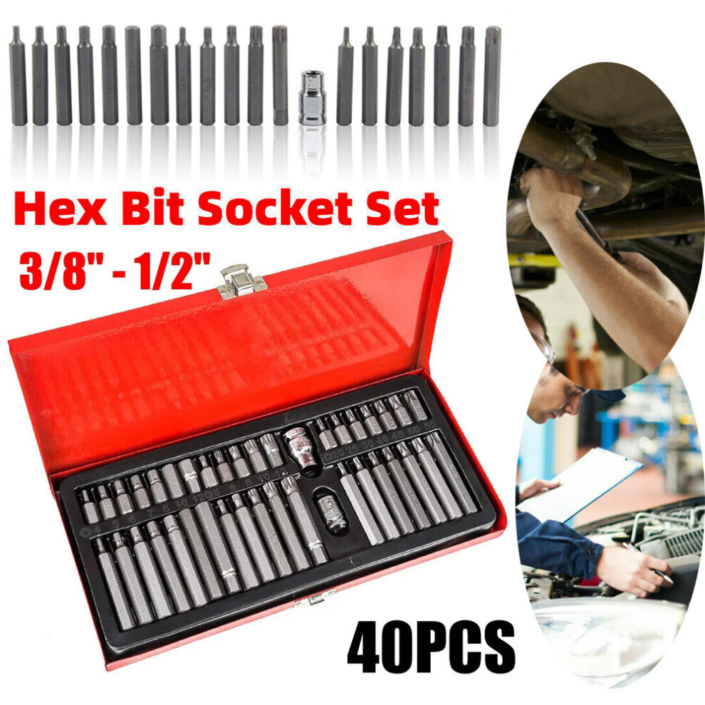 40Pcs Allen Key Hex Star Torx Spline Socket Bit Set Torx Star Spline 392065011023
