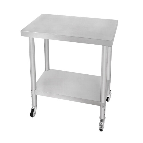 Catering Work Bench Table Stainless Steel Food Prep Kitchen Mobile 76cm x 45cm 1