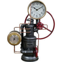 Industrial Unusual Pipe Clock with Faux Pressure Gauge and Money Box