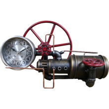 Industrial Unusual Pipe Clock with Faux Pressure Gauge and Money Box