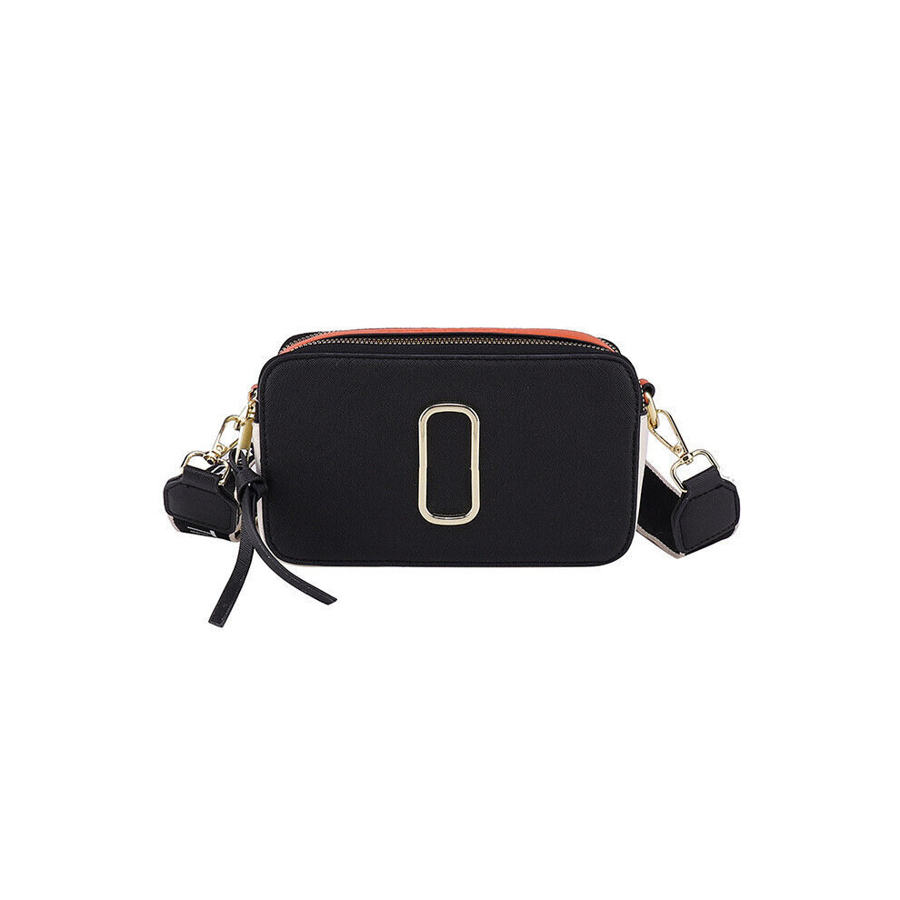(Black) Women Messenger Shoulder Bags PU Leather Crossbody Camera Bag