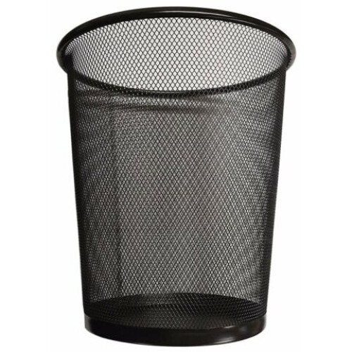 (black) Circular Mesh Wastebasket Trash Bin