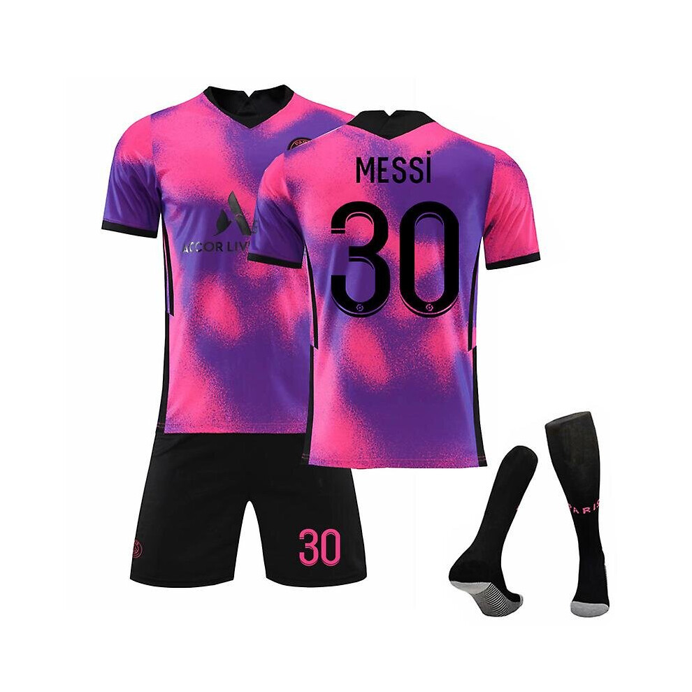 (26) Messi #30 Jersey 2021-2022 New Season Paris Soccer T-shirts Jersey Set For Kids Youths