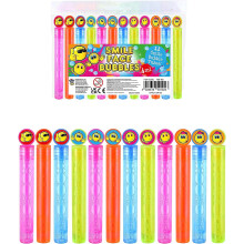 12 x Childrens Kids Smile Face Bubble Tubes Party Bag Fillers