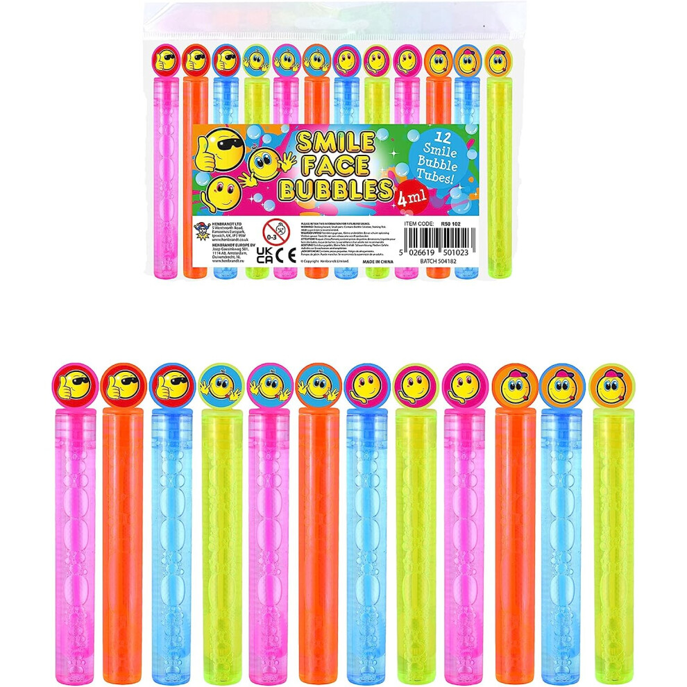 12 x Childrens Kids Smile Face Bubble Tubes Party Bag Fillers-image-OPC-PBX8GZT-NEW