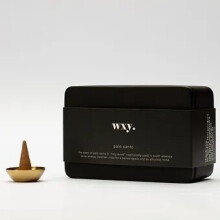WXY. Palo Santo Incense Cones & Brass Holder - 20 Fragranced Cones in Concrete Box (Refills Available)
