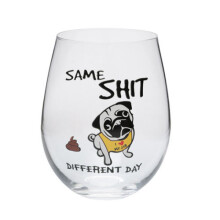 Contemporary Stemless Wine Glass (Pug)