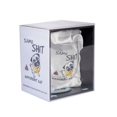 Contemporary Stemless Wine Glass (Pug) 2