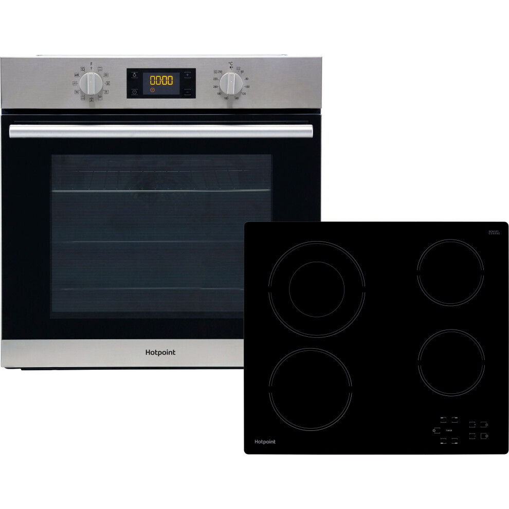 Hotpoint HotSA2Ceram Single Oven & Ceramic Hob Built In Stainless Steel / Black