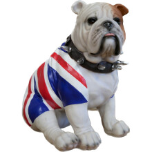 Sitting British Bulldog Sculpture Ornament Gift | Resin | Union Jack