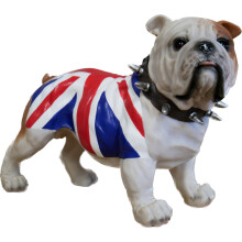 Standing British Bulldog Sculpture Ornament Gift | Resin | Union Jack