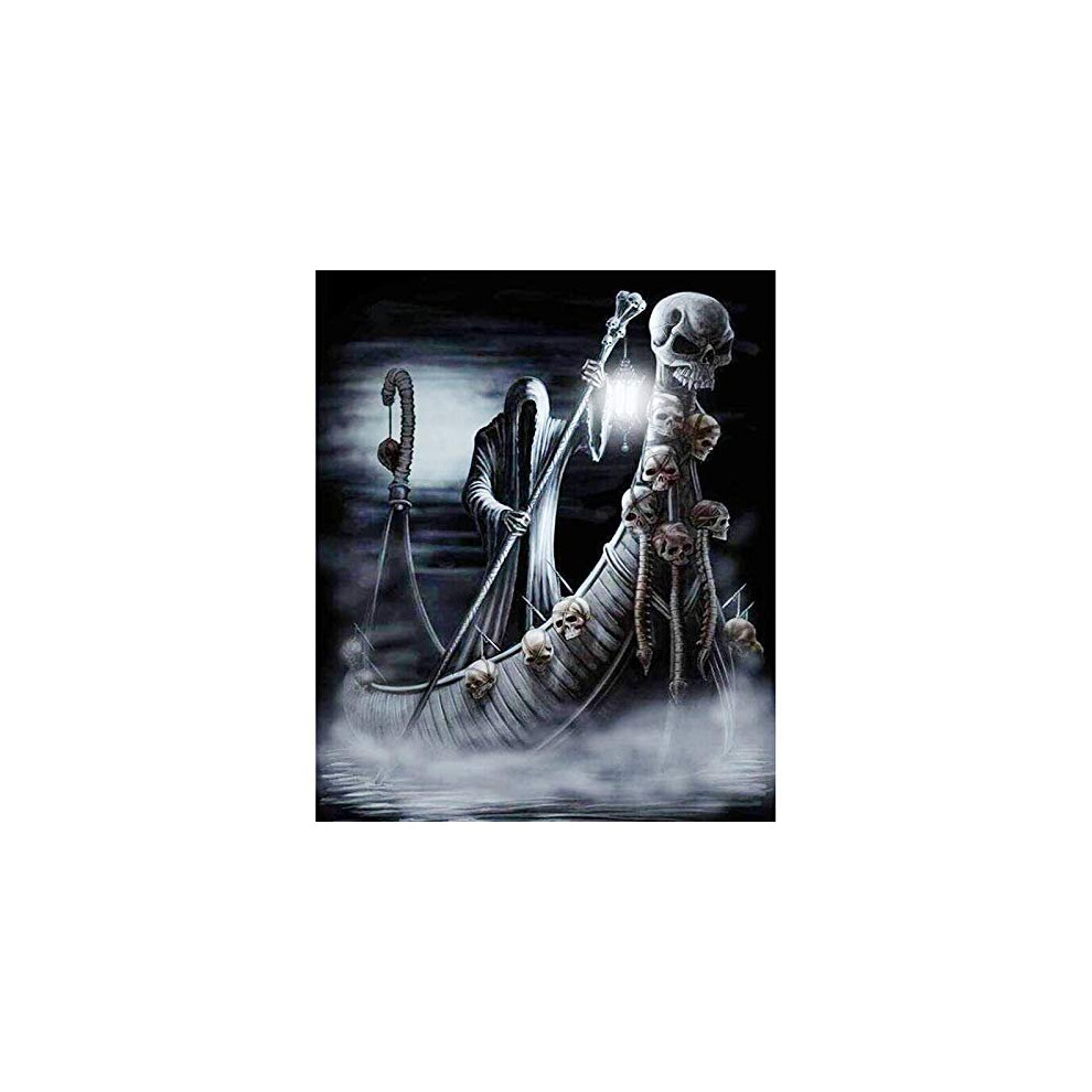 5D DIY Diamond Painting Kits for Adults Ship and Skeleton Grim Reaper Full Drill Painting Rhinestone Embroidery Pictures for Home Wall Decor,50x70cm