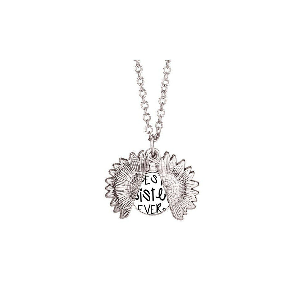 Faly Love Bless Best Sister Quotes Sunflower Necklace Pendant Locket Jewelry