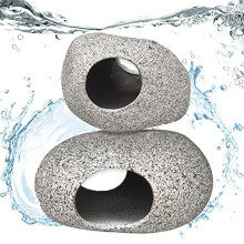 2Pcs Aquarium Cave Decorations, Stone Castle for Betta Hideout Home Fish Tank Accessories Shrimp Cichlid Natural Breeding Hiding Cave Stones Hideaway
