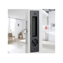 Sliding Door Lock Handle Invisible Recessed Handle Pocket Door Lock Mortise Lock Wooden Door Lock,Electroplating Black-160mm