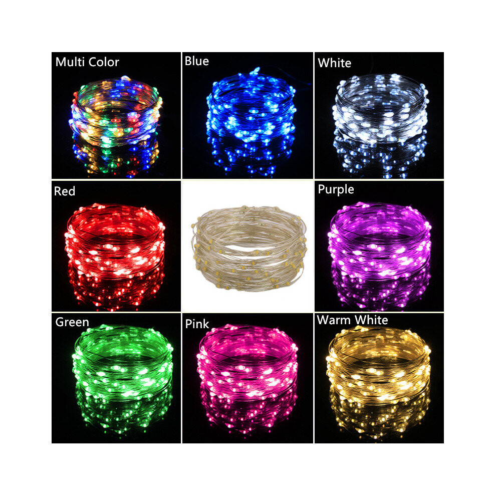 (Blue, 10M 100 LED) Solar String Lights Outdoor Copper Wire Lights