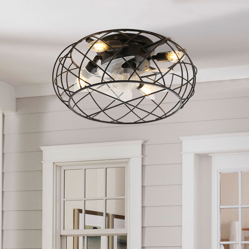 Black Cage Ceiling Fan Light