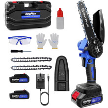 (6 Inch with 2 Battery) 21V/550W Mini Chainsaw 4+6'' Cordless Powerful Electric Chain Saw Battery for Makita One-Handed Chainsaw