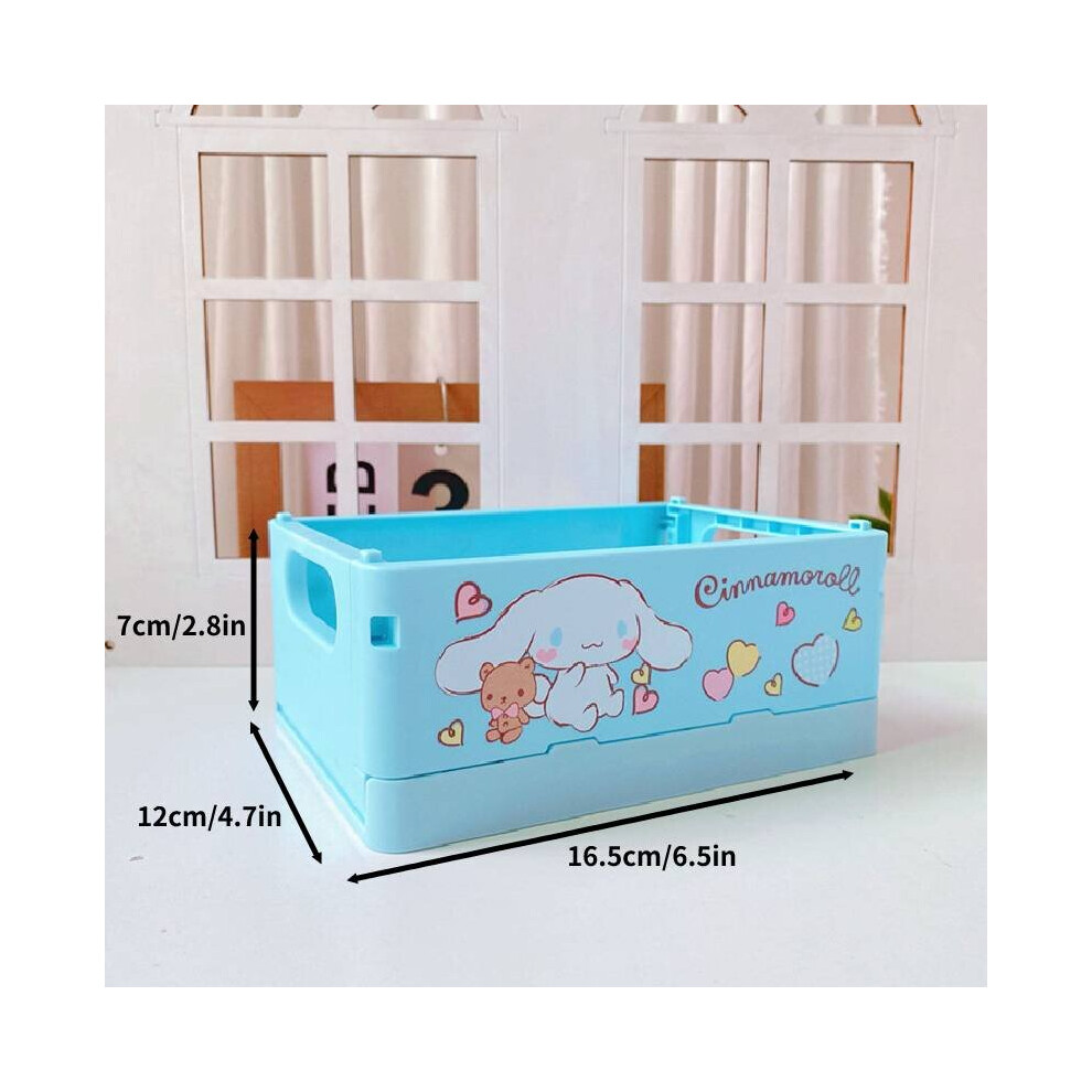 (Cinnamoroll) Kuromi Sanrio Cinnamoroll Melody Foldable Desk Organizer Makeup Storage Box Gift