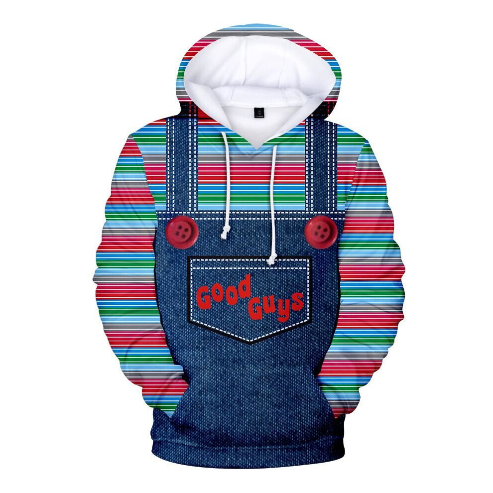 (Demin Pattern, S) Men Good Women Guys Chucky 3d Print Sweatshirt Hoodies Fashion Style Top Hooded 