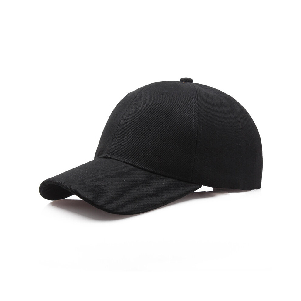 (Black) Plain Baseball Cap Strapback Adjustable Solid Blank Hat  Men Women Visor  Caps