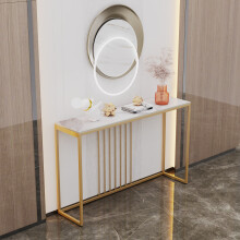 (White Top Golden Legs 100cm) Slim Narrow Hallway Marble Console Bar Table