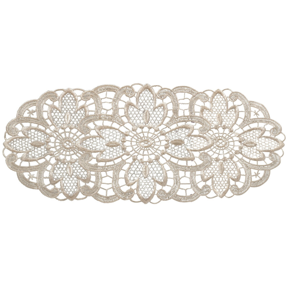 Classic Home Store (15Cm X 32Cm) Pack Of 6 Cream Floral Lace Oval Doilies Traditional Table Doyleys