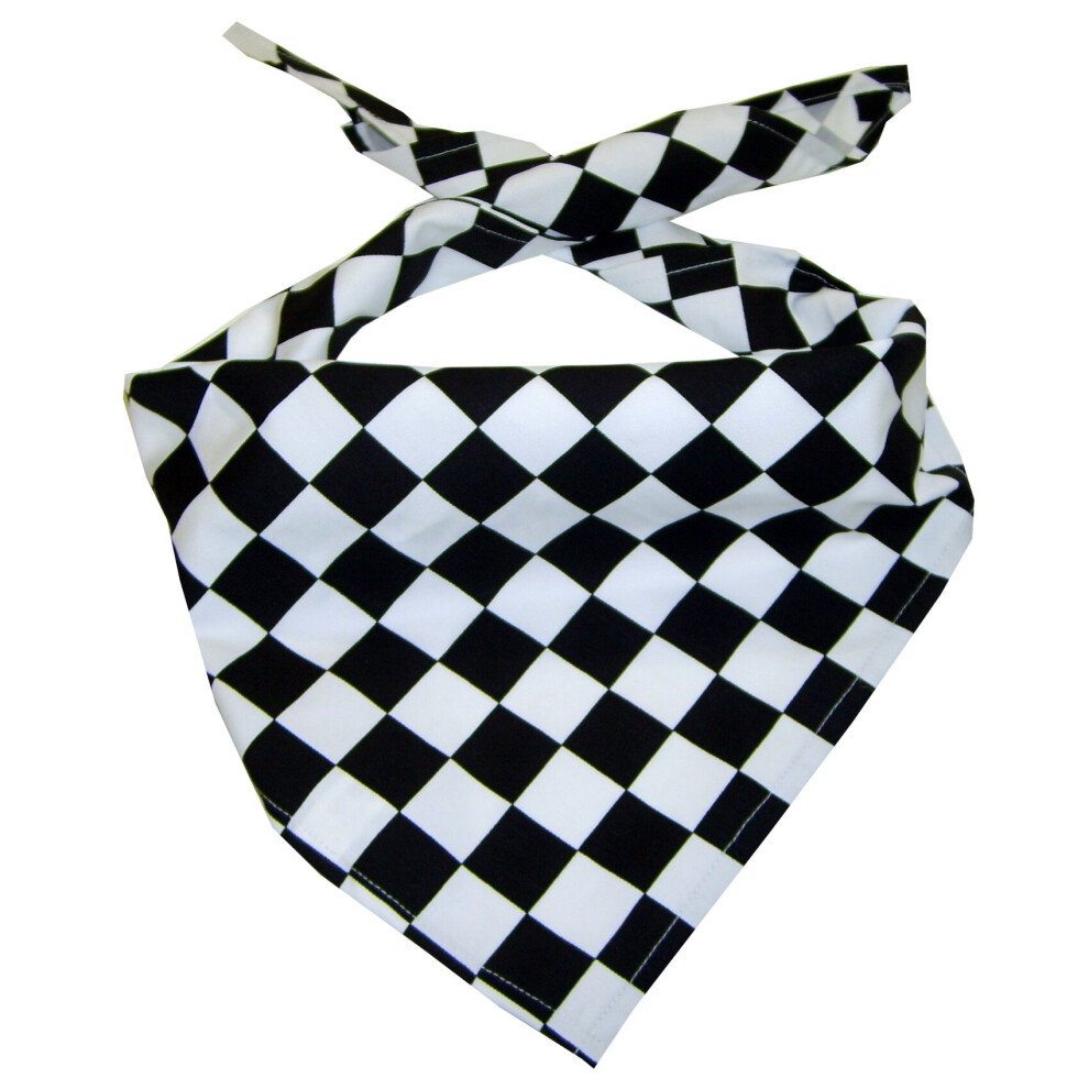 (Black & White Check, Single Neckerchief) Chefs Catering Polycotton Neckerchief Bandana Headscarf