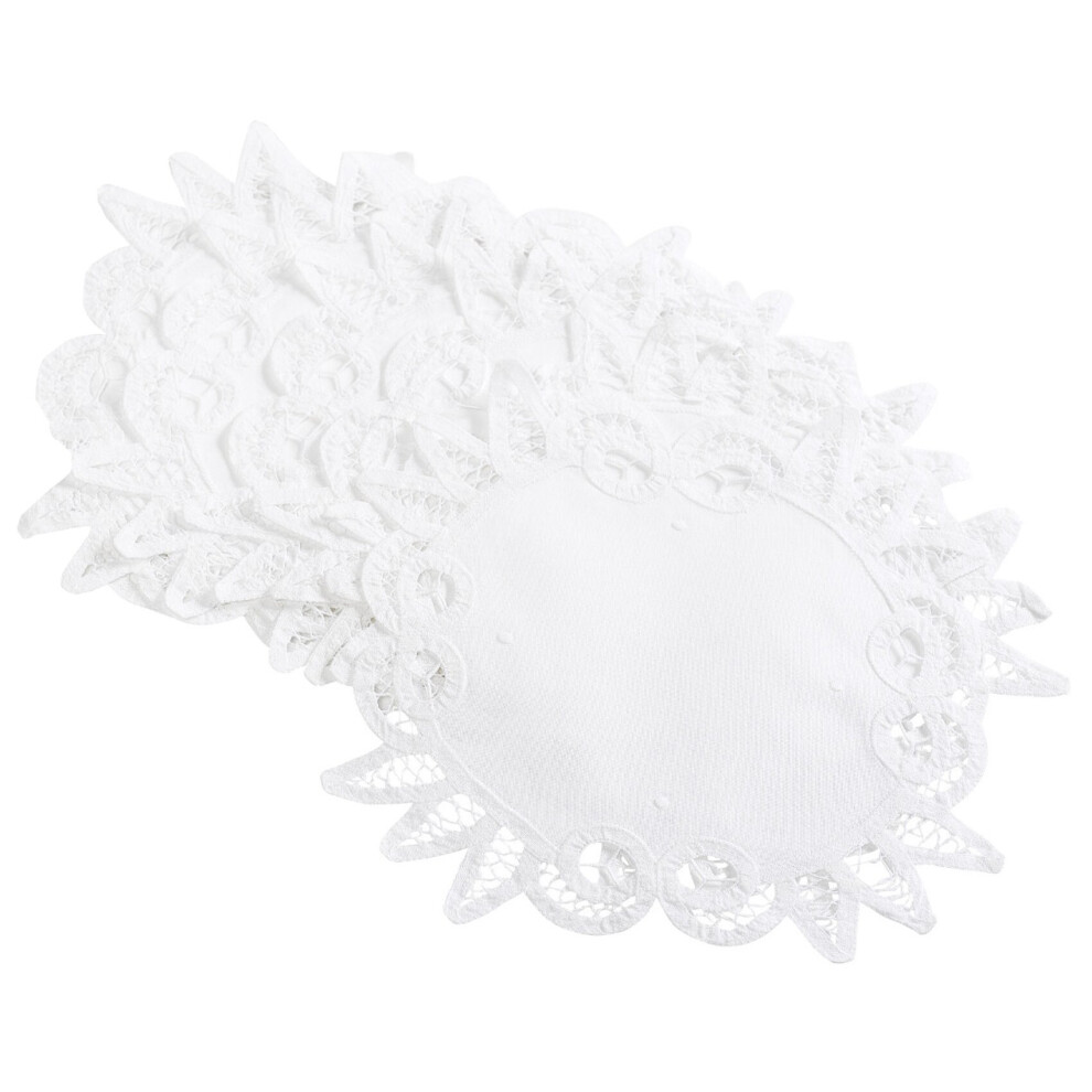 (8", Pack of 6) Pack of White Batten Lace Doilies 100% Cotton Handmade Doyleys