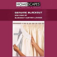 (44 x 52 Inches) 100% Blackout Curtain Lining Pair 3-Pass Coating