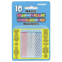 Multicolor Gestreepte Magische Herverlichting Kaarsen (Verpakking van 10) - Stijlvol Ontwerp, Perfect voor Feestjes