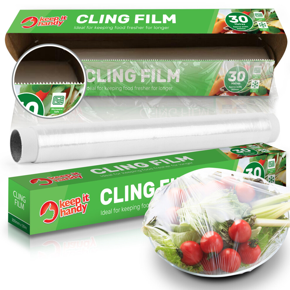 60m x 300mm Cling Film | 2 Pack of 30m Catering Rolls Kitchen