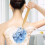 Loofah shower back scrubber with handle for shower sponge (blue) 3