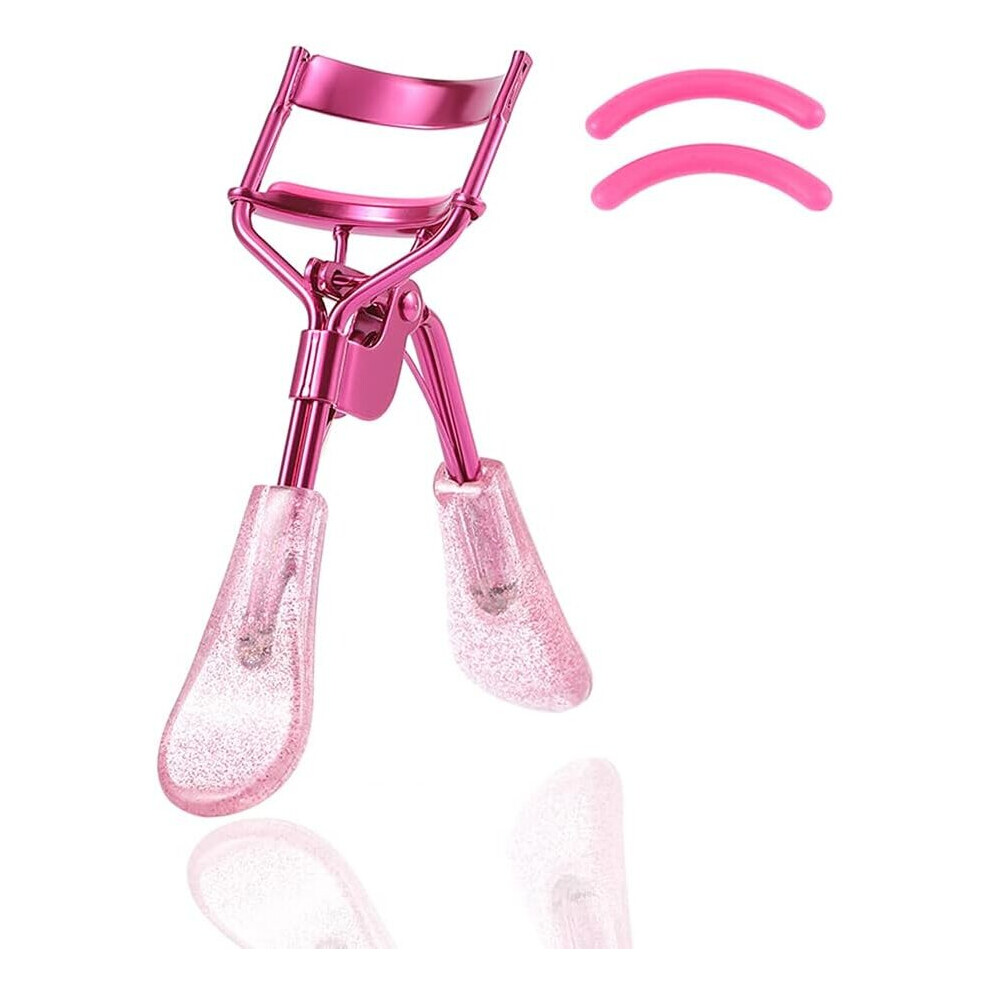 Gopatriot Memory Pink Eyelash Curler Eyelash Curler With 2 Silicone Filler Pads (Pink)