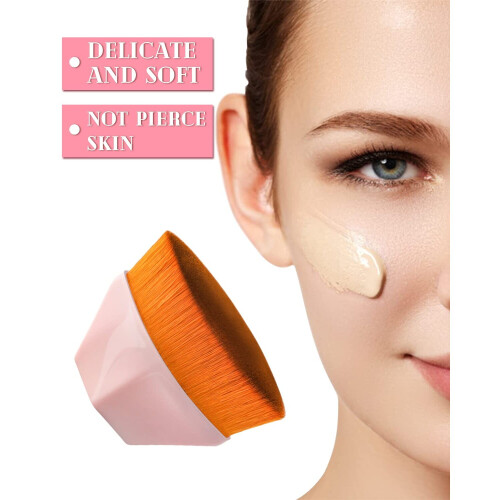 2 flat head hexagonal face blush foundation brushes with protective case 2