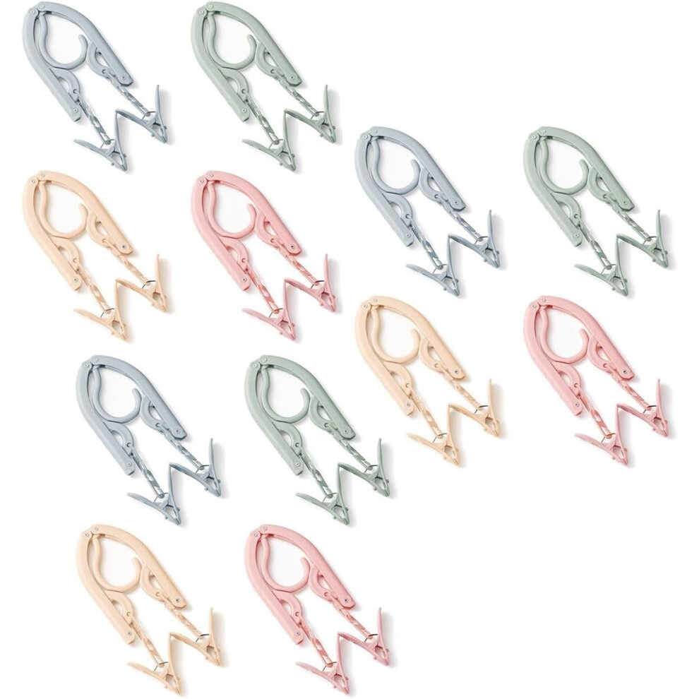 12pcs Foldable Travel Hanger with 24pcs Clips Portable Hanger