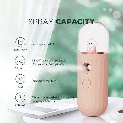 Eyelash Sprayer for Skincare, Makeup, Eyelash Extensions, USB Rechargeable - Pink 2