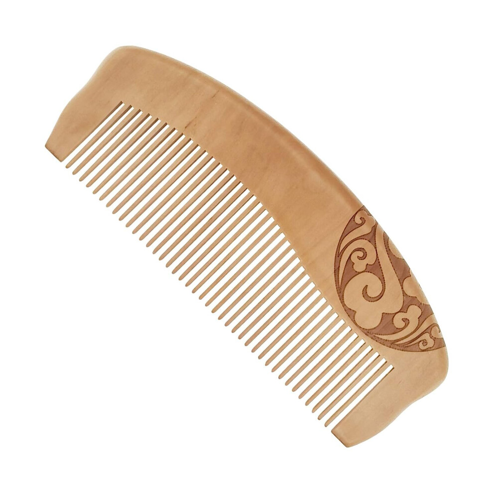 Gopatriot Memory Wooden Comb Hair + Beard Brush For Wavy Or Straight Hair (Light Brown, 5.7")