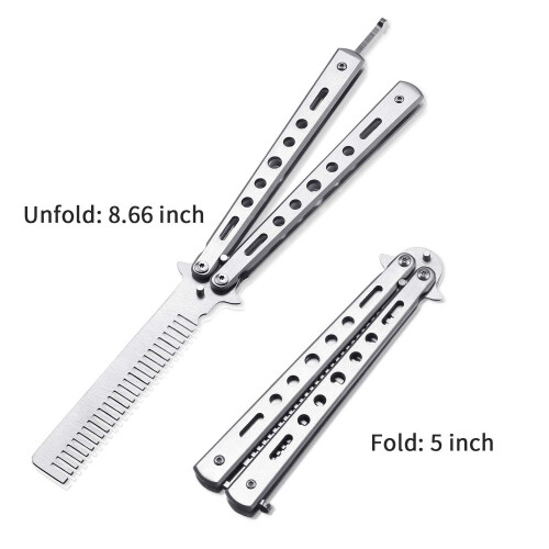 2-Pack Butterfly Comb Stainless Steel Folding Comb Styling Tool (Silver) 2